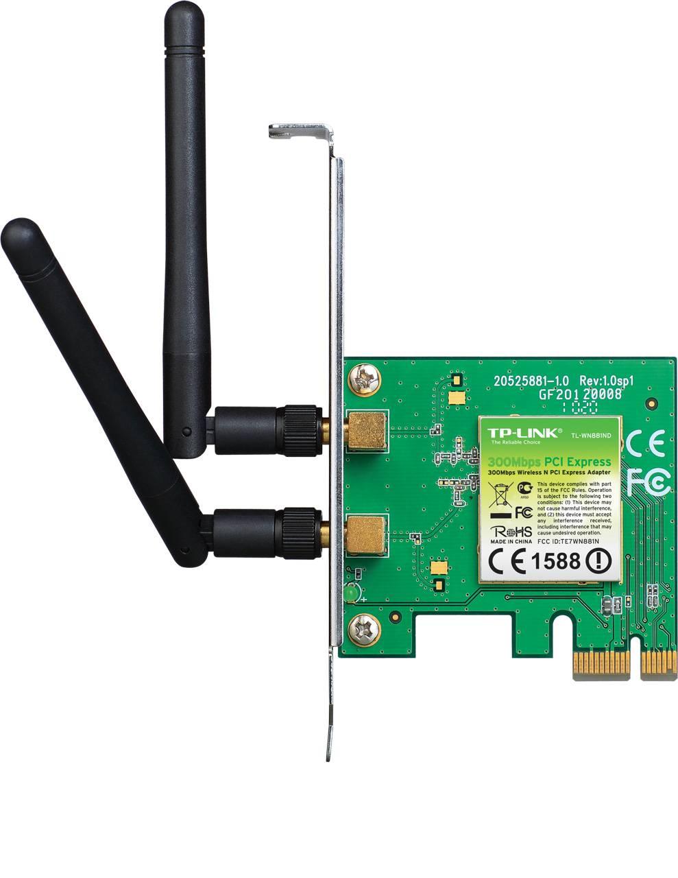 TP-Link TL-WN881ND Wi-Fi адаптер PCI Express N300, до 300 Мбит/с на 2,4 ГГц, 2 внешние антенны