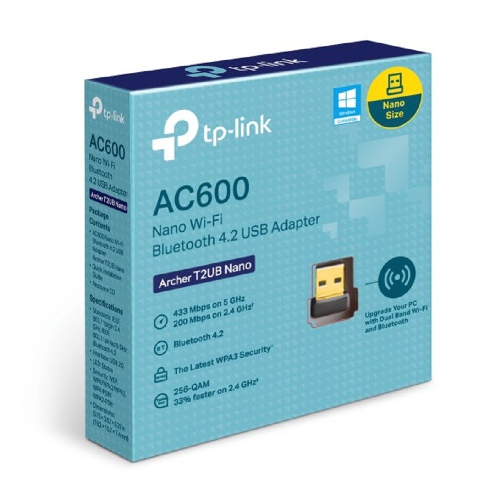 TP-Link Archer T2UB Nano AC600 Ультракомпактный двухдиапазонный Wi-Fi USB-адаптер Bluetooth 4.2