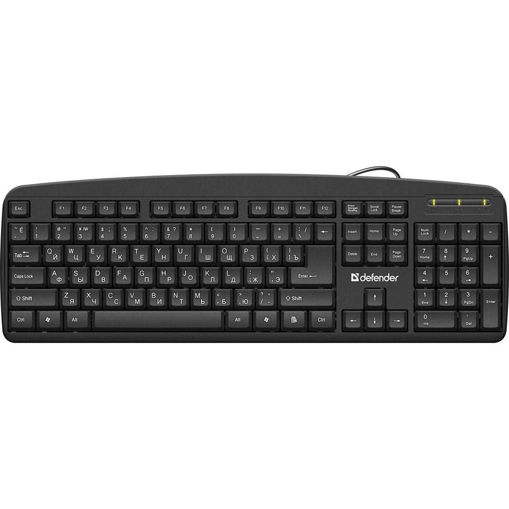 Defender Клавиатура Office HB-910 RU USB [45910] {Проводная, полноразмерная, черная}, 045910