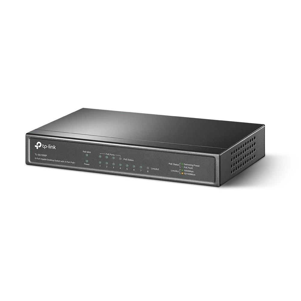 TP-Link TL-SG1008P Настольный коммутатор с 8 гигабитными портами (4 порта PoE+)