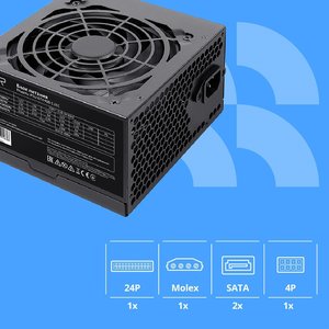 Блок питания CBR ATX 400W, 12см fan, 24pin/1*4pin/1*IDE/2*SATA, кабель питания 1.2м, черный [PSU-ATX400-12EC] OEM