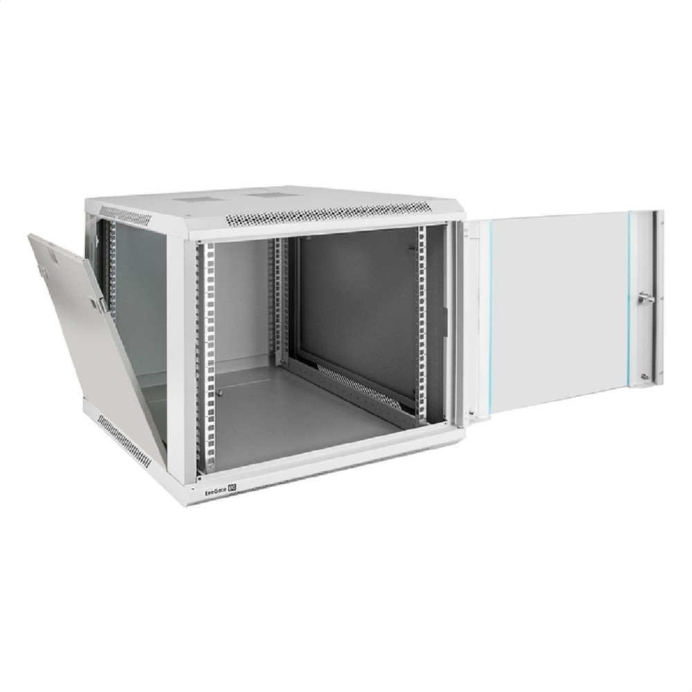 Exegate EX298602RUS Шкаф телекоммуникационный 19" настенный 9U ExeGate EC-WM-9U.600.G.GREY (19”, 9U, 600x600x500mm (ШхГхВ), передняя дверь закаленное стекло, съемные боковые панели, пыле- и влагозащит