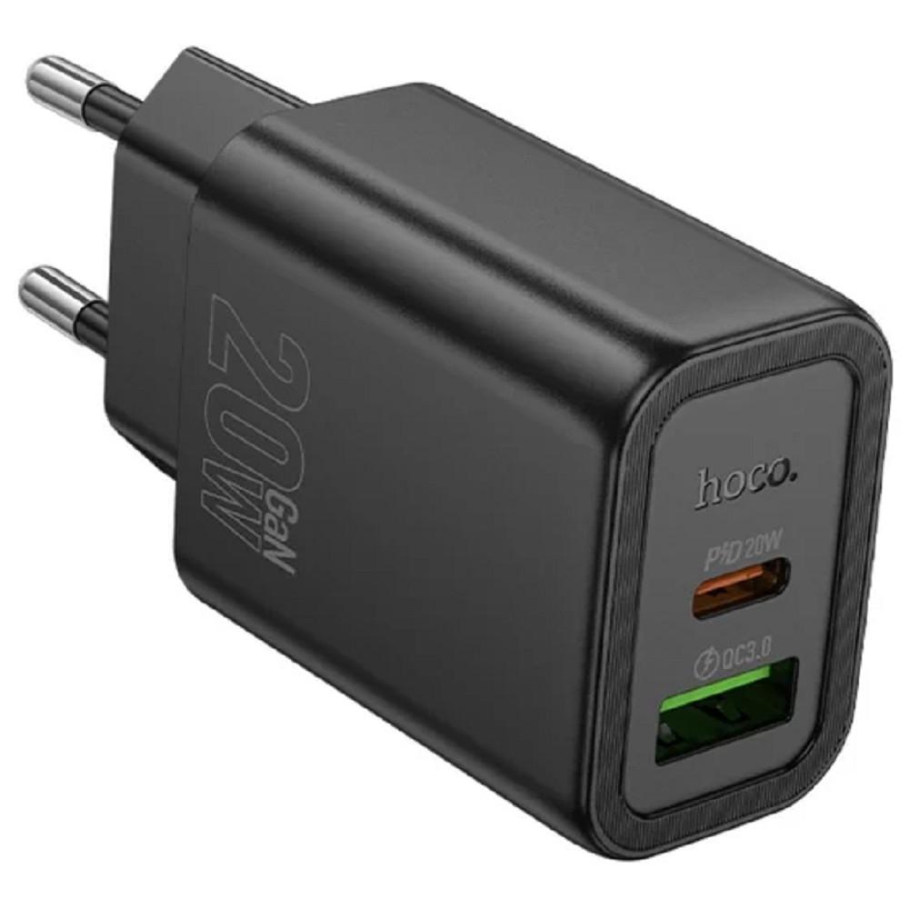 HOCO Зарядное устройство Hoco 20Вт, 3А, QC3.0/PD, 1xUSB, 1xType-C, N61, черный, коробка, HC-44235