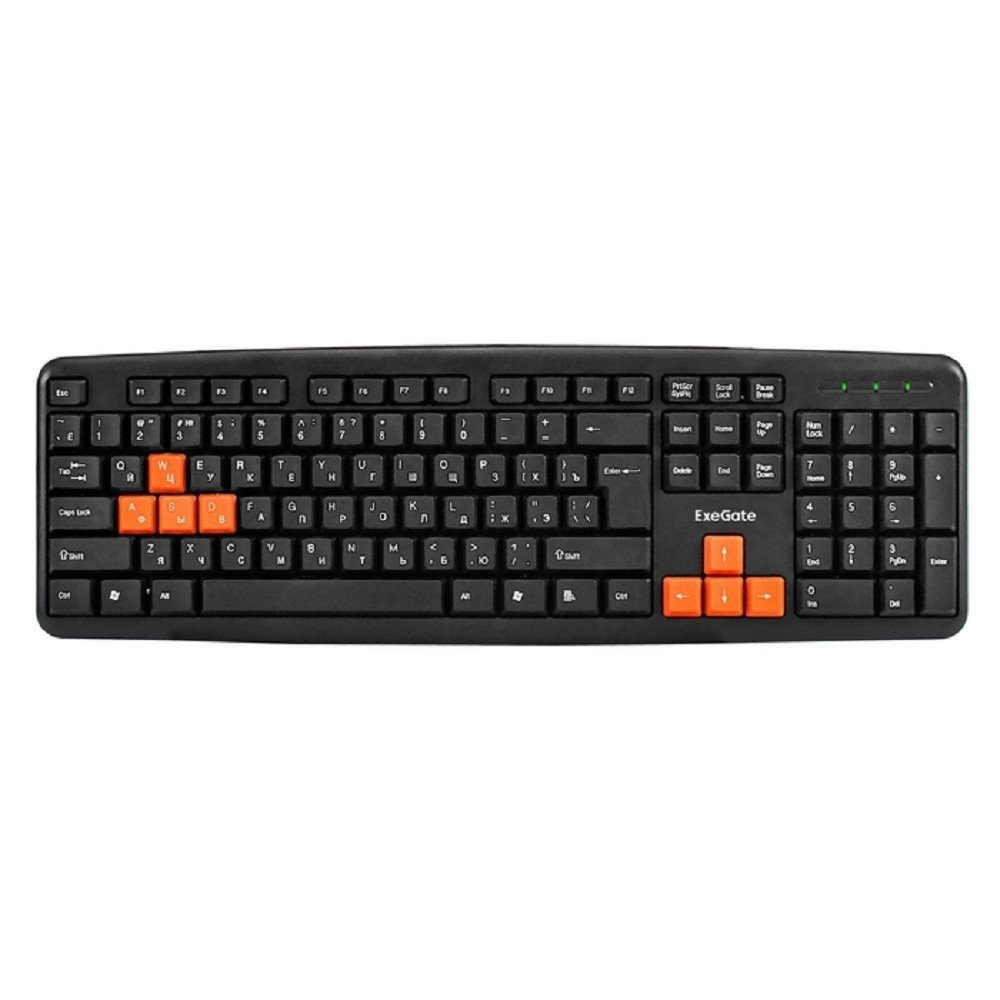 Exegate EX264080RUS Клавиатура Exegate LY-403, <USB, черная, 105кл, Enter большой, 8 красных клавиш> Color box