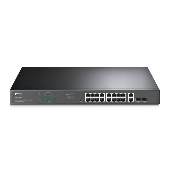 TP-Link TL-SG1218MPE Easy Smart 18‑портовый гигабитный коммутатор с 16 портами PoE+, 2 комбо гигабитных SFP-слота