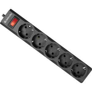 Defender Фильтр ES Largo 3.0 м, 5 розеток, черный [99498]
