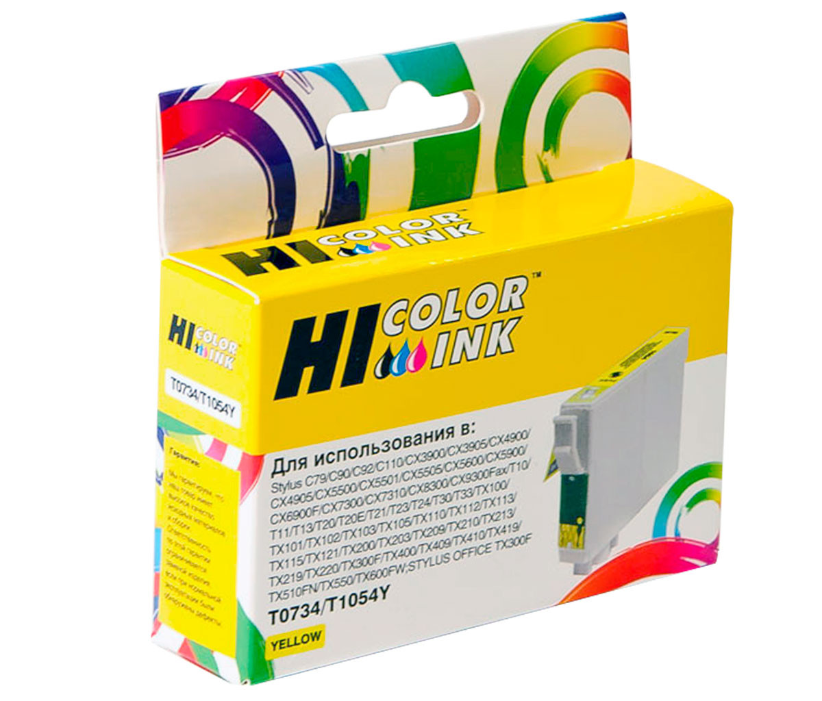 Картридж Hi-Black (HB-T0734) для Epson Stylus C79/C110/T40W/TX200/400/TX600FW, Y, T0734/1054Y