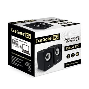 Exegate EX287054RUS Акустическая система 2.0 ExeGate Disco 120 (питание USB, 2х3Вт (6Вт RMS), 100-20000Гц, черный)