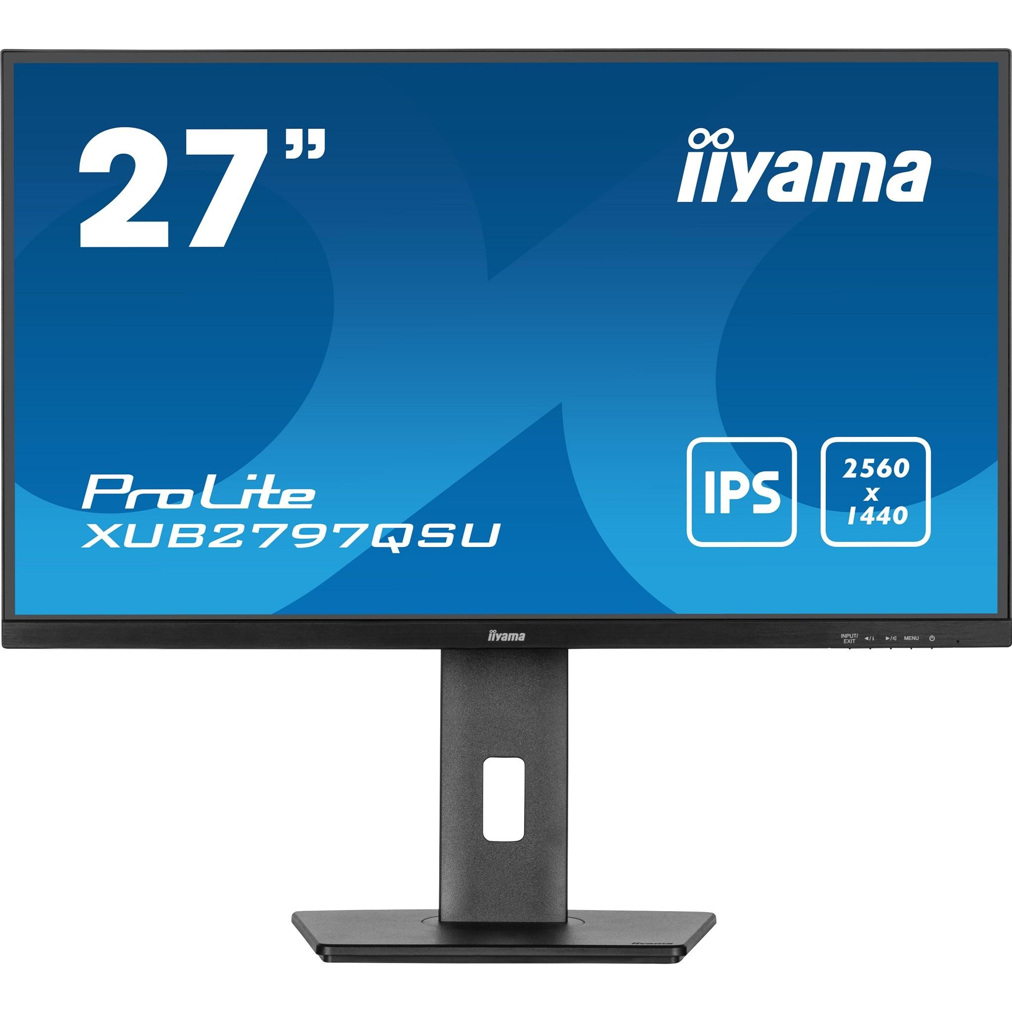 LCD IIYAMA 27" XUB2797QSU-B2 черный {IPS 2560x1440 100Hz 1ms 300cd HDMI DisplayPort USB 2x2W HAS Pivot}