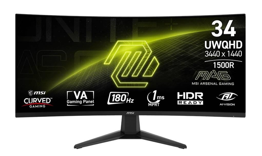 МОНИТОР 34" MSI MAG 346CQ Black  (VA,изогнутый, 3440x1440, 180Hz, 1ms, 178°/178°, 300 cd/m², 4000:1, +2x HDMI 2.0, +DP ), 9S6-3DD71M-016