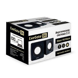 Exegate EX287057RUS Акустическая система 2.0 ExeGate Disco 140 Black (питание USB, 2х3Вт (6Вт RMS), 100-20000Гц, черный)