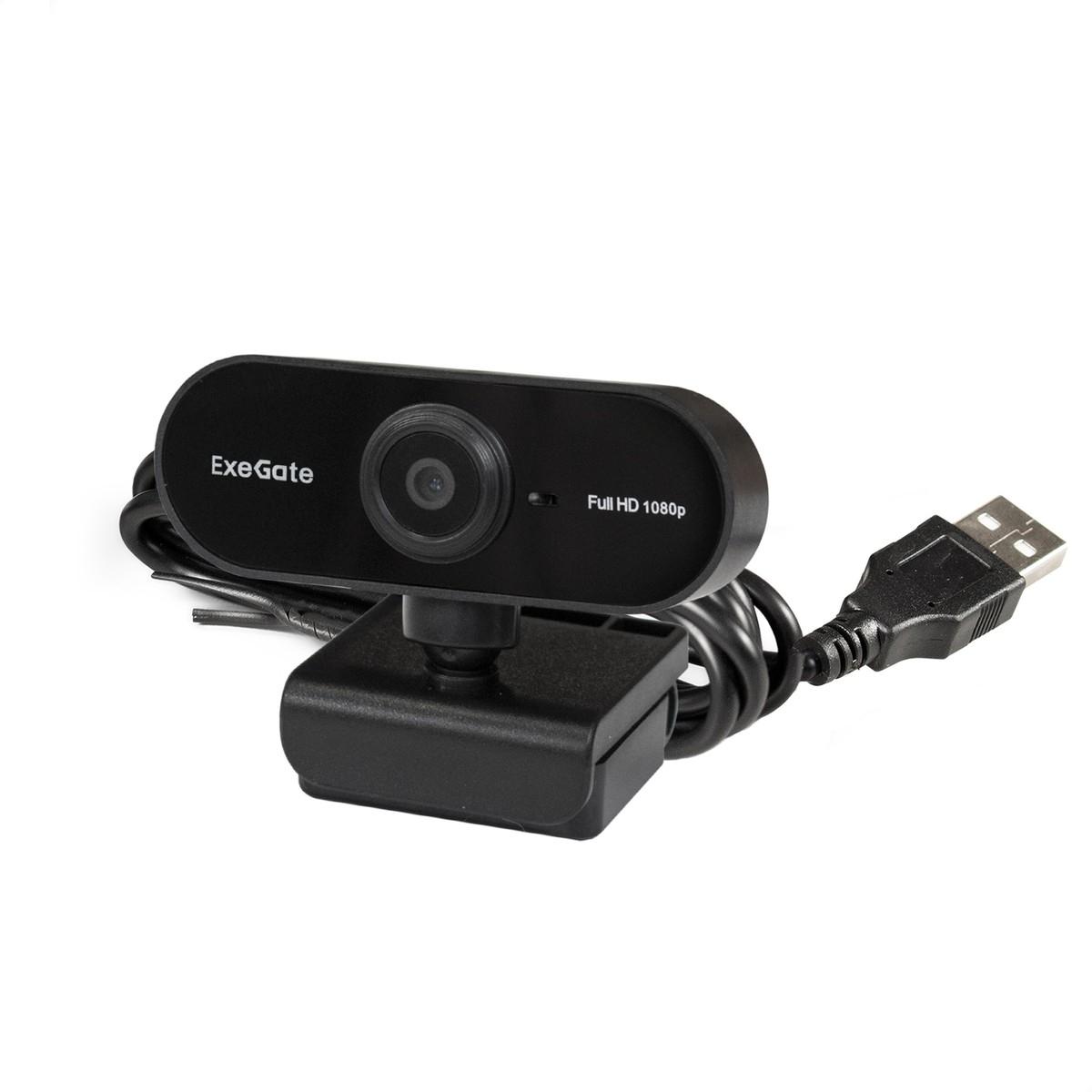 ExeGate Stream C925 Full HD (2Мп, 1920х1080, 1080P, 30fps, поддержка H.264, фиксированный фокус, 4-линзовый объектив, микрофон с шумоподавлением, универсальное крепление, USB, кабель 1,5 м, EX299089RUS