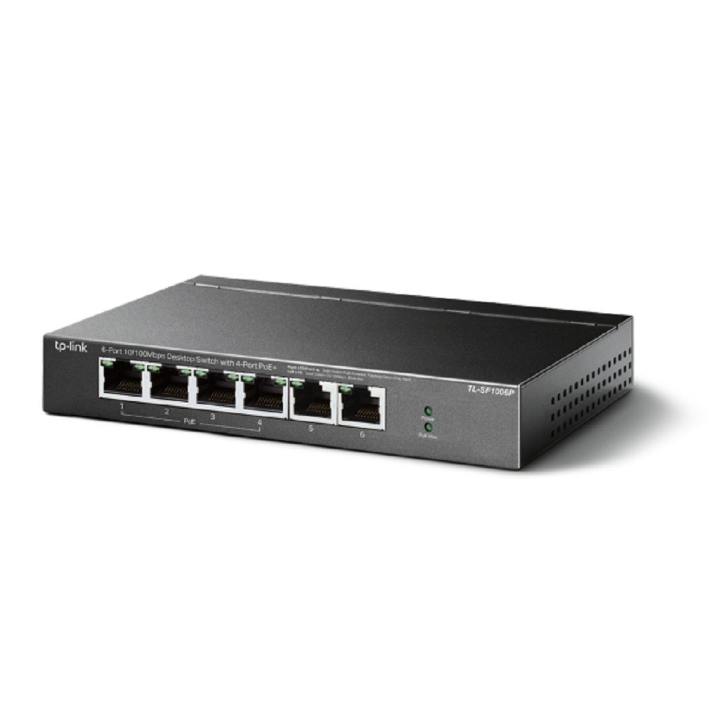 TP-Link TL-SF1006P Настольный коммутатор с 6 портами 10/100 Мбит/с (4 порта PoE+)