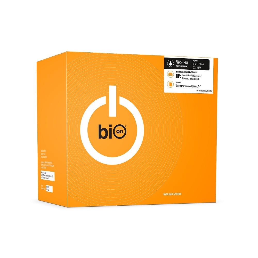 Bion CE278A/C728-XL3K Картридж повышенной ёмкости для HP {LaserJet Pro M1536/P1566/P1606; Canon i-SENSYS MF4430/MF4450/MF4570/MF4580/MF4410/FAX-L150/FAX-L170/MF4550} (3000  стр.), Черный, с чипом, BCR-CE278A/C728-XL3K