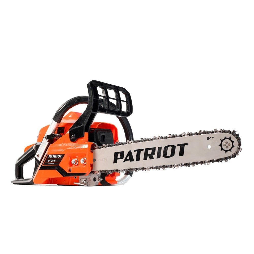 Бензопила PATRIOT PT3816 [220105510] {раб. объем 38сс, 2,0 л.с, шина 16", цепь 3/8" ; 0,050"/1,3mm ; 57 звеньев; облегченный запуск Easy Start;  очки и перчатки в комплекте }