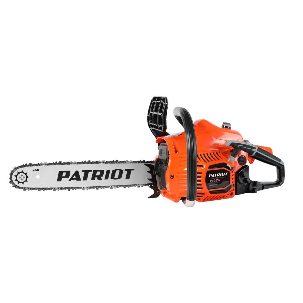 Бензопила PATRIOT PT3816 [220105510] {раб. объем 38сс, 2,0 л.с, шина 16", цепь 3/8" ; 0,050"/1,3mm ; 57 звеньев; облегченный запуск Easy Start;  очки и перчатки в комплекте }