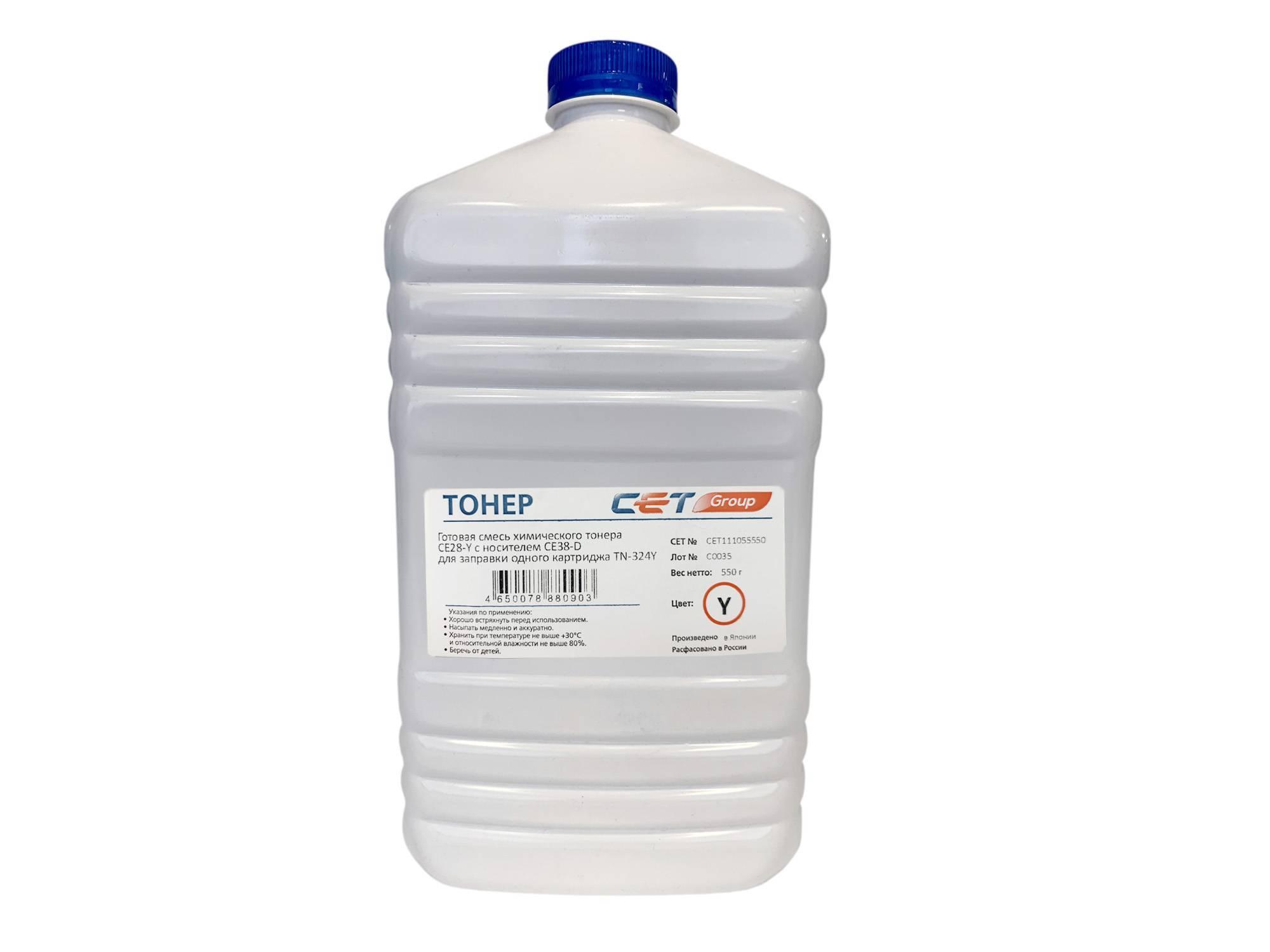 Тонер + носитель для KONICA MINOLTA Bizhub C258/308/368 (Japan) Yellow (CPT + CE28) 550г/бут (TN-324Y/A8DA250) CET, CET111055550