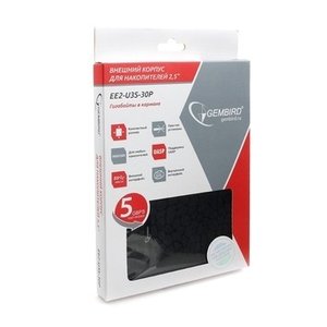 Gembird EE2-U3S-30P Внешний корпус 2.5" черный, USB 3.0, SATA, до 2 Тб, пластик