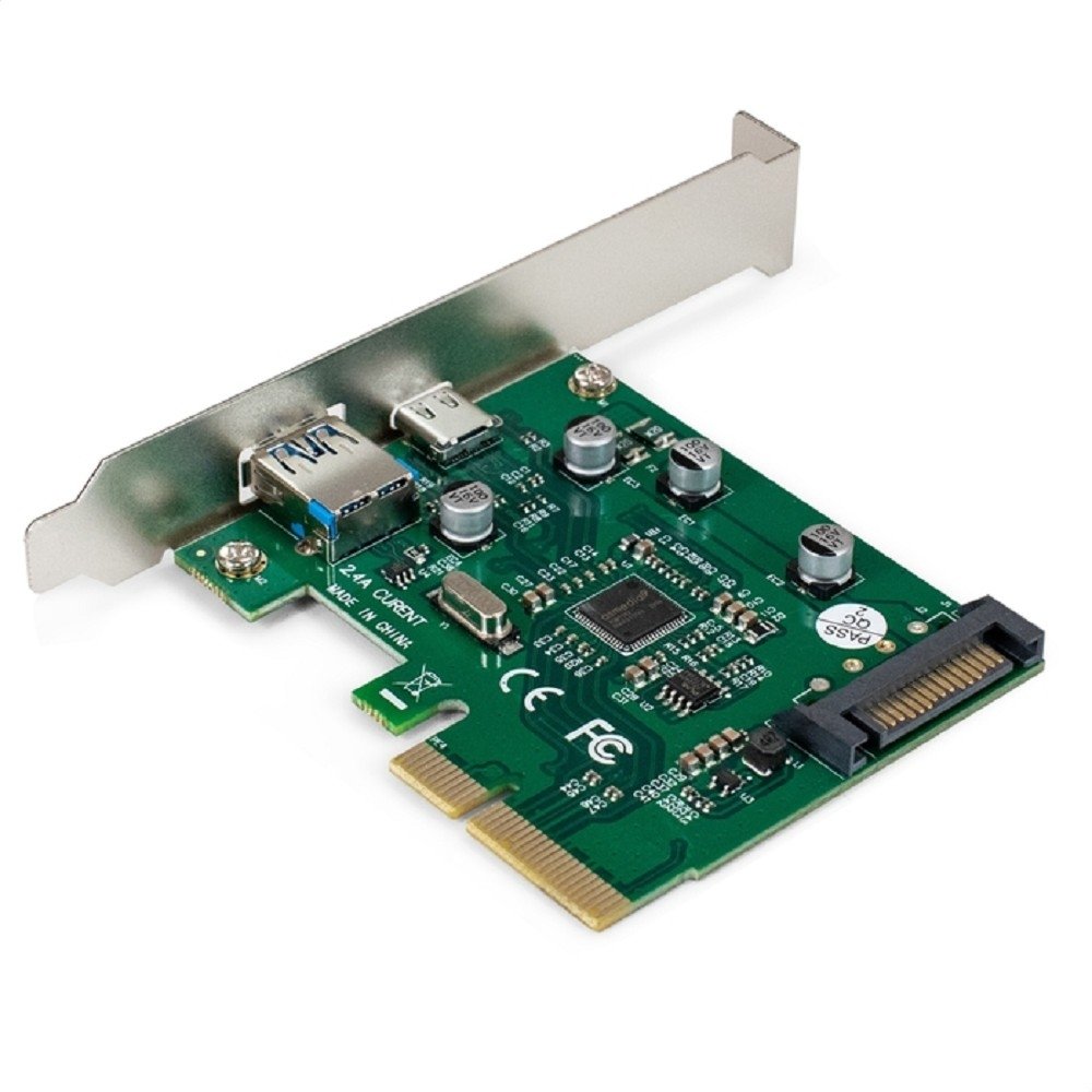 Exegate EX298302RUS Контроллер ExeGate EXE-320-1A1C (PCI-E x4 v3.0, USB3.2 Gen2 1xType-A + 1xType-C ext., SuperSpeed+ скорость до 10 Гбит/с, разъем доп.питания, ASMedia Chipset ASM1142)