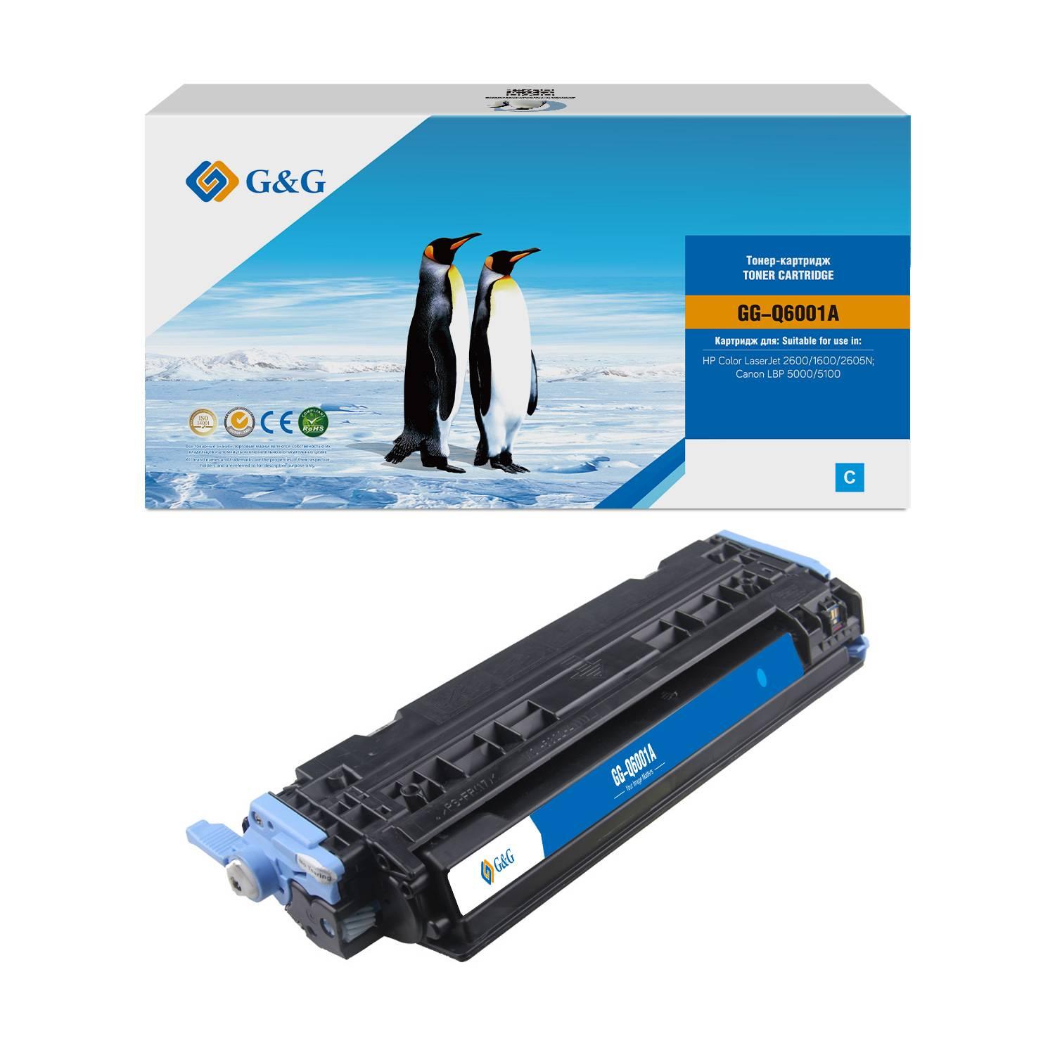 Картридж G&G, аналог HP Q6001A/ Canon LBP 5000/5100 голубой 2k с чипом, GG-Q6001A