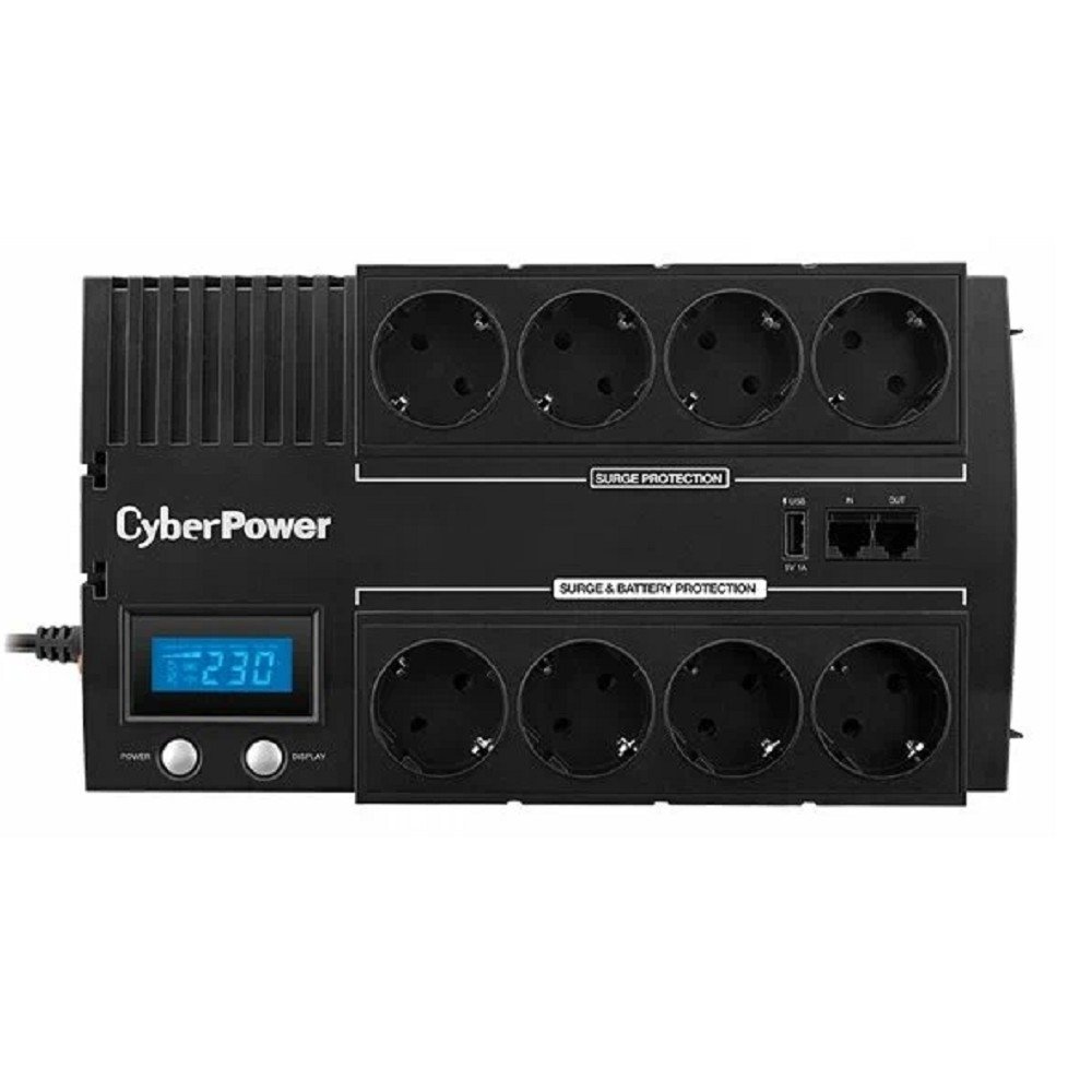 ИБП CyberPower BR1200ELCD {Line-Interactive, 1200VA/720W USB/RJ11/45/USB charger A/С  (4+4 EURO), 12В/5.8 Ач х 2}