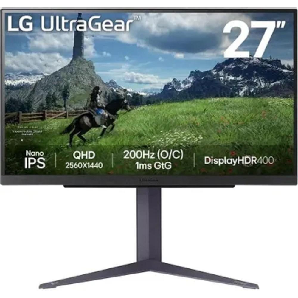 LCD LG 27" 27GS85Q-B UltraGear черный {IPS 2560x1440 200Hz 1ms 400cd 1000:1 178/178 10bit(8bit+FRC) 2xHDMI DisplayPort USB HAS pivot}[27gs85q-b.aruz], 27GS85Q-B.ARUZ