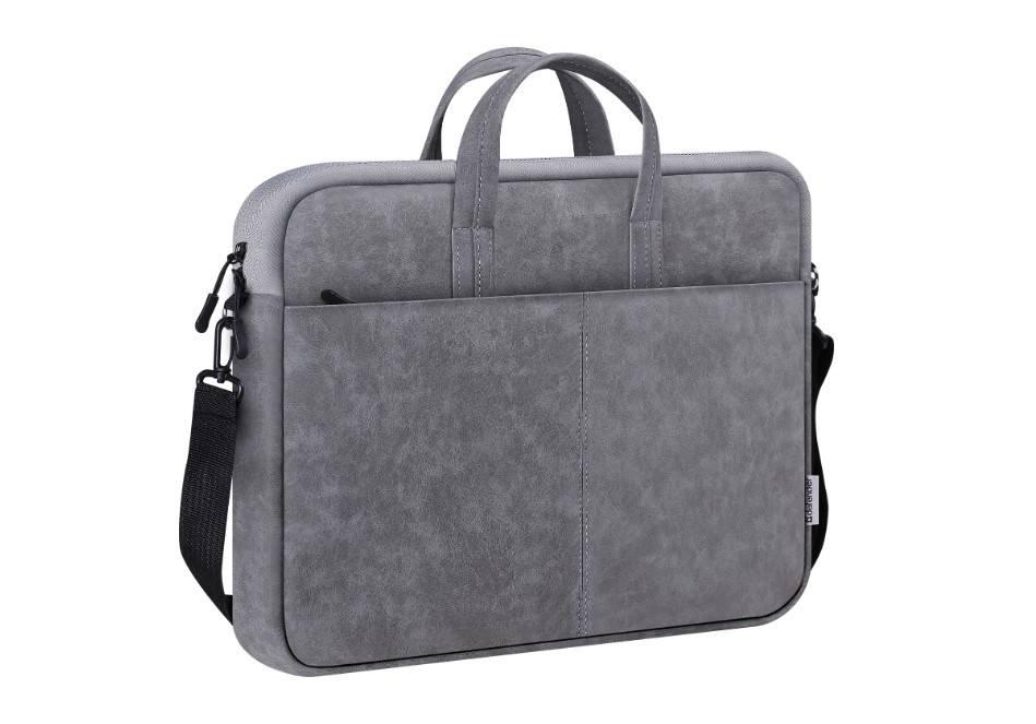 Defender Сумка для ноутбука Solid  15.6" PU кожа, доп. карман, плечевой ремень, серый., 26088