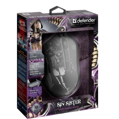 Defender Sin'Sister GM-933 [52933] {Проводная игровая мышь,6 кнопок,7200dpi}