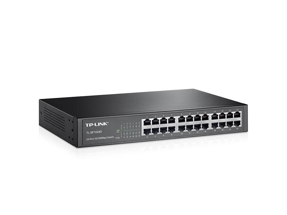TP-Link TL-SF1024D 24-портовый коммутатор 10/100 Мбит/с, стальной корпус высотой 1U, монтируется в 13-дюймовую стойку