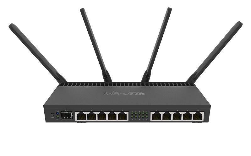 MikroTik RB4011iGS+5HacQ2HnD-IN Wi-Fi маршрутизатор, 2,4/5 ГГц, 10х1Гбит/с RJ45, 1хSFP+, PoE