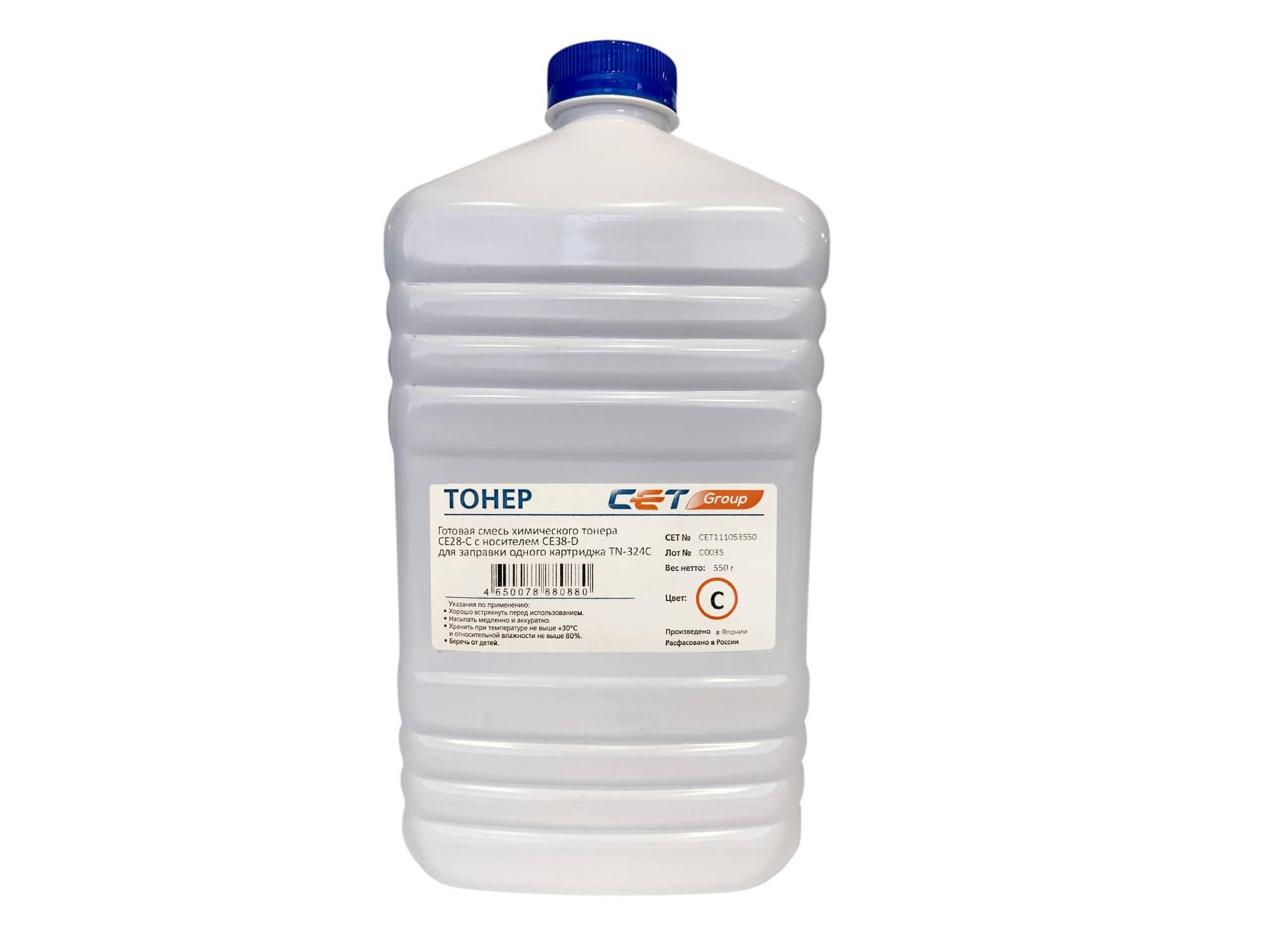 Тонер + носитель для KONICA MINOLTA Bizhub C258/308/368 (Japan) Cyan (CPT + CE28) 550г/бут (TN-324C/A8DA450) CET, CET111053550