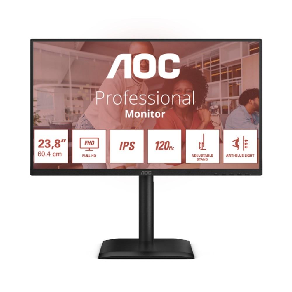 LCD AOC 23.8" 24E4U {IPS 1920x1080 120Hz 4ms 178/178 300cd 1500:1 D-Sub HDMI1.4 DisplayPort1.2 4xUSB3.2 2x2W HAS Pivot  VESA}