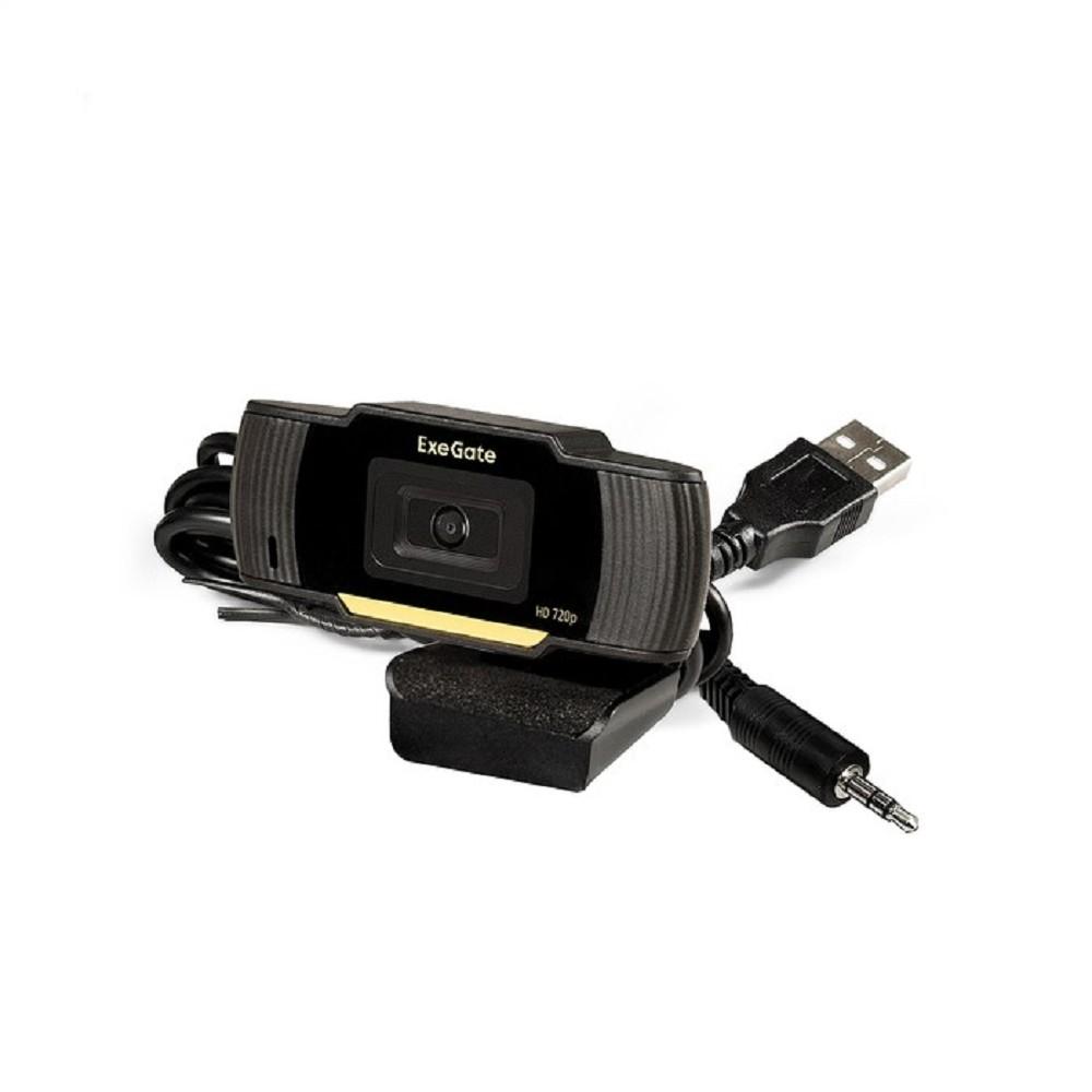 Exegate EX286181RUS Веб-камера ExeGate GoldenEye C270 HD {матрица 1/3" 1 Мп, 1280х720, 720P,USB+3.5 mm Jack, 30fps, микро. с шумоподавлением, фикс. фокус,крепление, кабель 1,5 м, Win Vista/7/8/10}