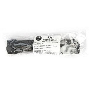 Cablexpert Хомуты-липучки на основе ленты Velcro® VT-110x11BK  110 x 11 мм, черные (12 шт.)