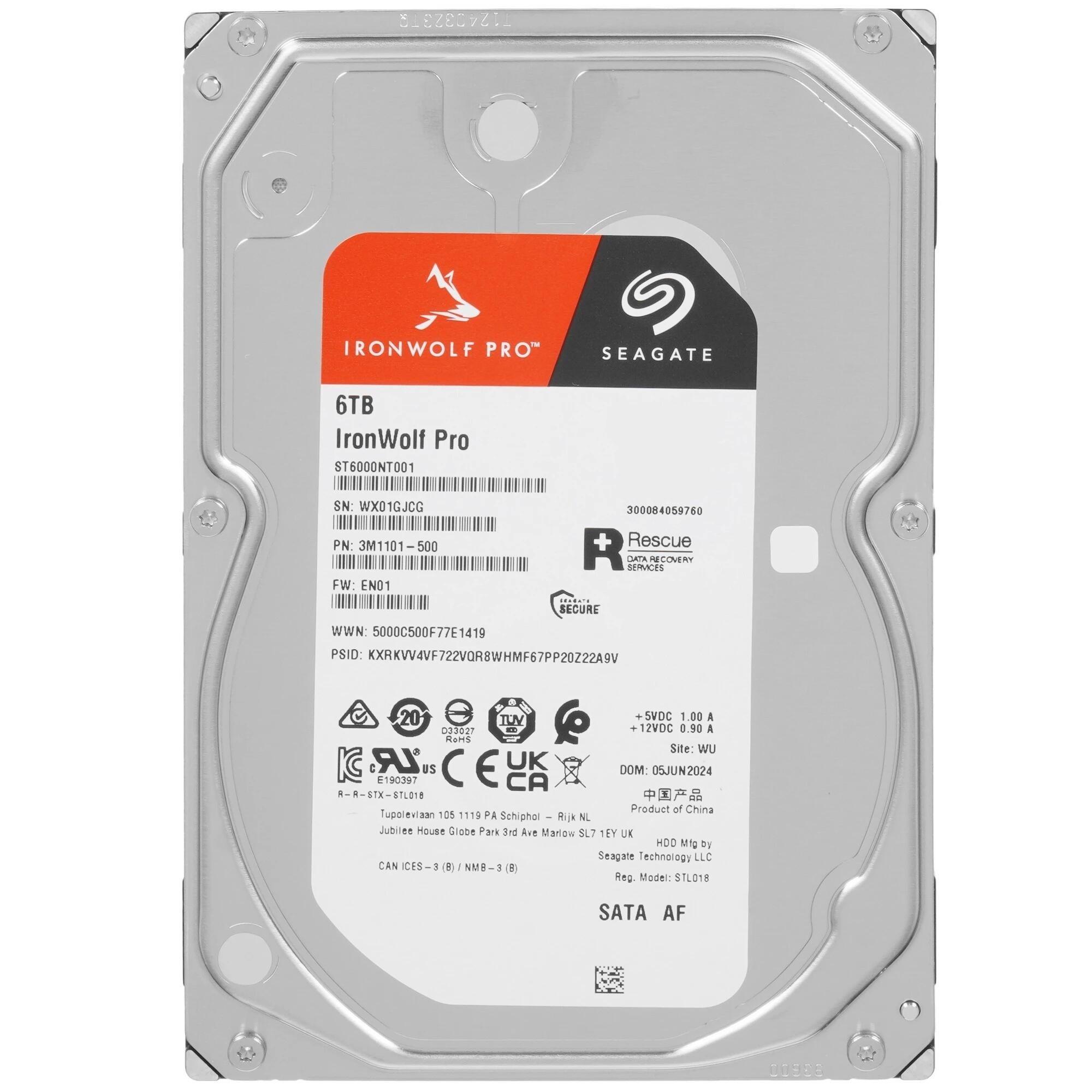 6TB Seagate Ironwolf Pro (ST6000NT001) {SATA 6.0Gb/s, 7200 rpm, 256mb buffer, 3.5", для NAS}