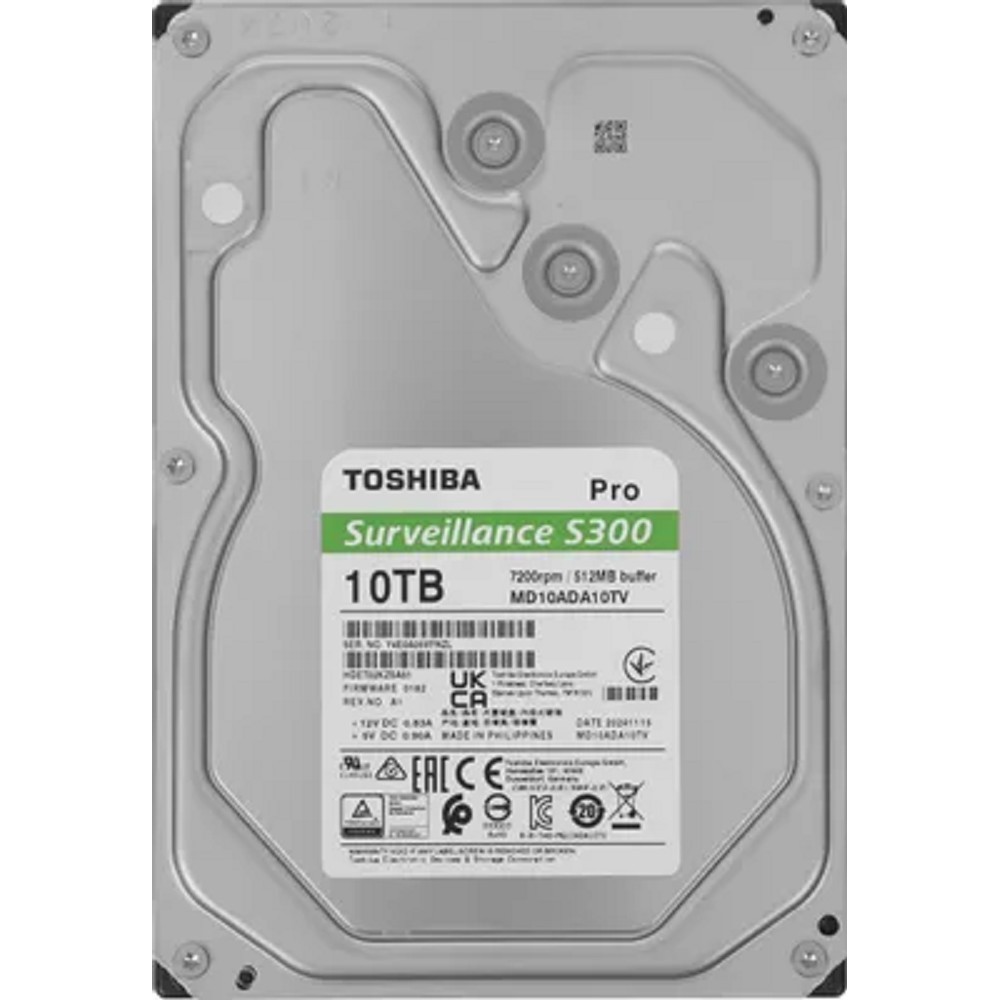 Жесткий диск/ HDD Toshiba SATA3 10Tb Surveillance S300 7200  512Mb 1 year warranty (replacement ST10000VE001, WD102PURP, MG10ADA10TE-V), MD10ADA10TV