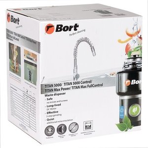 Bort Измельчитель пищевых отходов TITAN 5000 (Control) {Мощность л.с. 0,75 ; 560 Вт; 5,2 кг/мин; 3200 об/мин; 1400 мл; Металл ; набор аксессуаров 5 шт} [93410259]