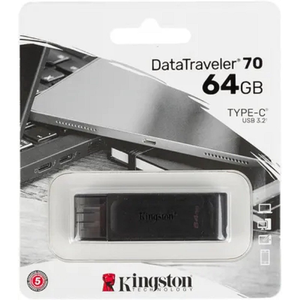 Kingston USB Drive 64GB DataTraveler 70 DT70/64GB USB Type C 3.2 черный