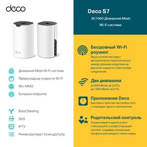 TP-Link Deco S7(1-pack) AC1900 Домашняя Mesh Wi-Fi система